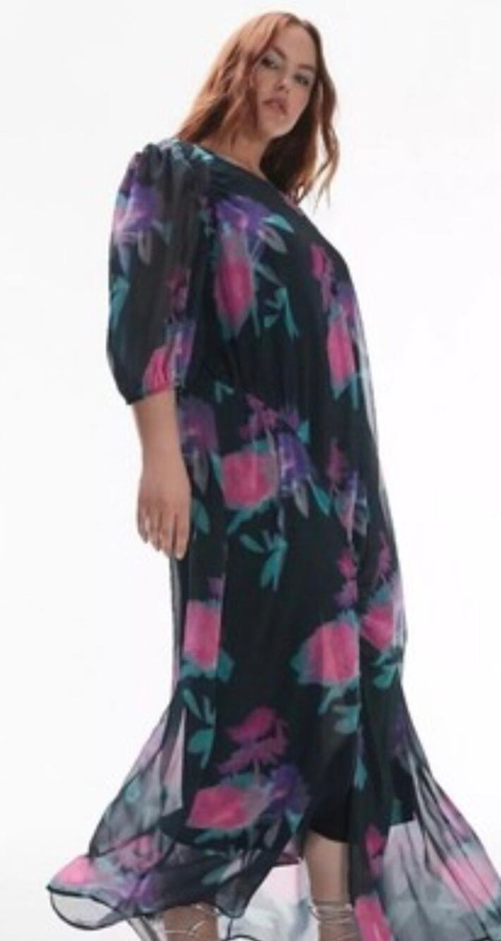 Topshop Pink Blue Chiffon Maxi Dress 8 10 NWOT